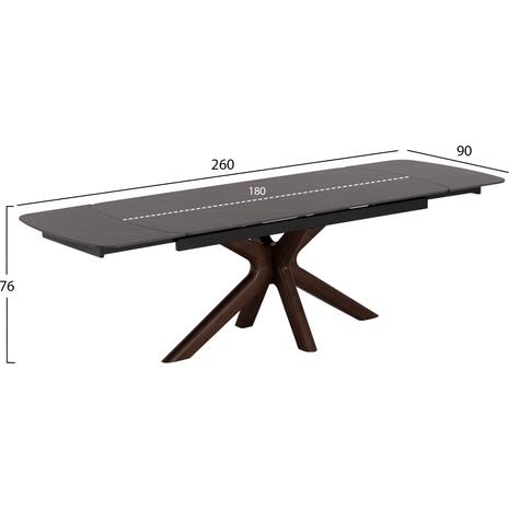ΤΡΑΠΕΖΙ ΕΠΕΚΤΕΙΝΟΜΕΝΟ HORIZON SM18091.01 ΜΑΥΡΟ ΚΕΡΑΜΙΚΟ TOP-ΒΑΣΗ ΣΗΜΥΔΑ 180(+40+40)x90x76Υ