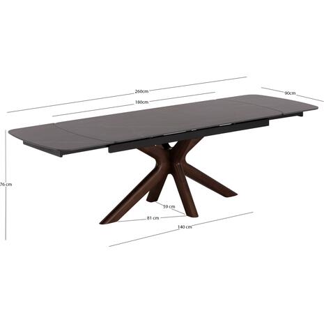 ΤΡΑΠΕΖΙ ΕΠΕΚΤΕΙΝΟΜΕΝΟ HORIZON SM18091.01 ΜΑΥΡΟ ΚΕΡΑΜΙΚΟ TOP-ΒΑΣΗ ΣΗΜΥΔΑ 180(+40+40)x90x76Υ