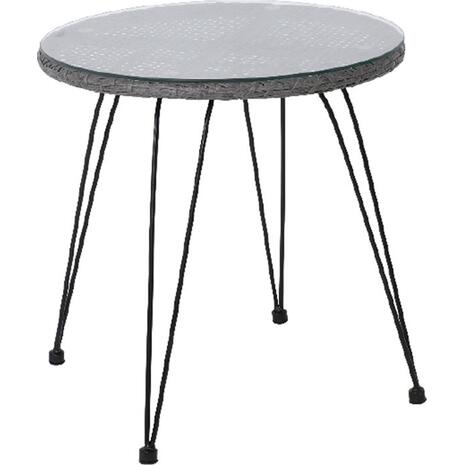 SALSA Τραπέζι Μέταλλο Βαφή Μαύρο, Wicker Γκρι (Ε244,Τ1)