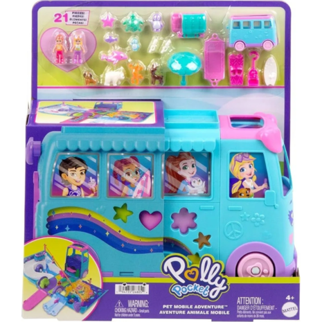 Polly Pocket Μίνι Τροχόσπιτο με Ζωάκια Pet Mobile Adventure Playset