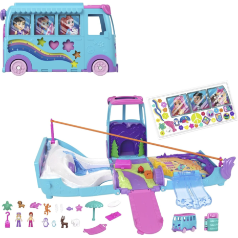 Polly Pocket Μίνι Τροχόσπιτο με Ζωάκια Pet Mobile Adventure Playset