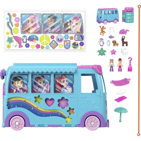 Polly Pocket Μίνι Τροχόσπιτο με Ζωάκια Pet Mobile Adventure Playset
