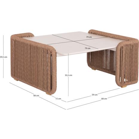 ΤΡΑΠΕΖΑΚΙ ΑΛΟΥΜΙΝΙΟΥ ΣΕΙΡΑ DESTINY SM6171 ΣΧΟΙΝΙ-SINTERED STONE TOP 88x88x39,5Υεκ.