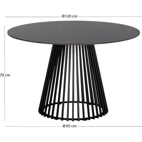 ΤΡΑΠΕΖΙ ΤΡΑΠΕΖΑΡΙΑΣ ΣΤΡΟΓΓΥΛΟ MEMNON SM18099 ΚΕΡΑΜΙΚΟ-ΜΕΤΑΛΛΟ ΣΕ ΜΑΥΡΟ Φ120x76Υεκ