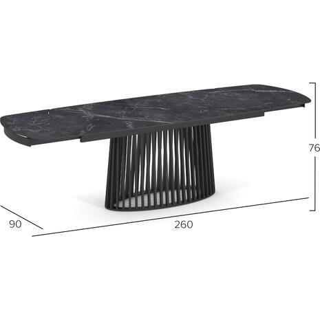 ΤΡΑΠΕΖΙ ΤΡΑΠΕΖΑΡΙΑΣ ΕΠΕΚΤΕΙΝΟΜΕΝΟ MEMNON SM18098 ΚΕΡΑΜΙΚΟ TOP-ΜΕΤΑΛΛΟ ΜΑΥΡΟ 180x90x76Υ