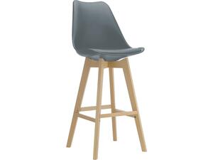 MARTIN Σκαμπό BAR Οξιά Φυσικό, Κάθισμα Η.67cm, PP-Pu Γκρι, Μονταρισμένη Ταπετσαρία (σετ 4 τεμαχίων) (ΕΜ147,41)