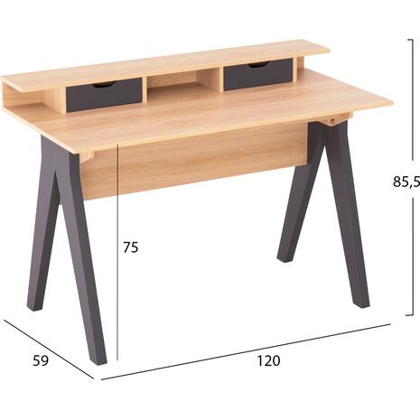 ΓΡΑΦΕΙΟ REXIN HM18290 ΜΕΛΑΜΙΝΗ ΣΕ SONAMA-ΓΚΡΙ 120x19-59x75-85,5ΥΥεκ.