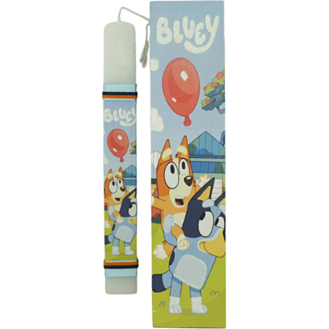Λαμπάδα για κορίτσια και αγόρια με τη Bluey σε ξύλινο κουτί