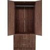 CLOSET Ντουλάπα Δίφυλλη, Ράφι, Θέσεις για Κρεμάστρες, 2 Συρτάρια, Απόχρωση Καρυδί (Ε8384,3)