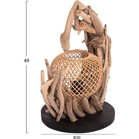 ΕΠΙΤΡΑΠΕΖΙΟ ΔΙΑΚΟΣΜΗΤΙΚΟ ΦΩΤΙΣΤΙΚΟ ASHIN HM4438 DRIFTWOOD--RATTAN 30x30x49Υεκ.
