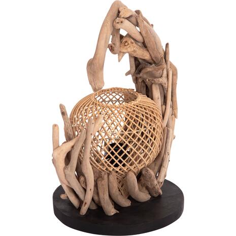 ΕΠΙΤΡΑΠΕΖΙΟ ΔΙΑΚΟΣΜΗΤΙΚΟ ΦΩΤΙΣΤΙΚΟ ASHIN HM4438 DRIFTWOOD--RATTAN 30x30x49Υεκ.