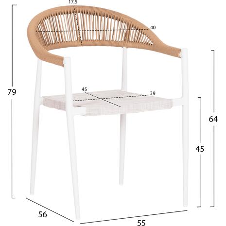 ΠΟΛΥΘΡΟΝΑ BERG HM6284.01 ΑΛΟΥΜΙΝΙΟ & TEXTILENE ΛΕΥΚΟ--P.E.TWISTED RATTAN 55x56x79Υεκ