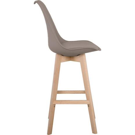 MARTIN Σκαμπό BAR Οξιά Φυσικό, Κάθισμα Η.67cm, PP-Pu Sand Beige, Μονταρισμένη Ταπετσαρία (σετ 4 τεμαχίων) (ΕΜ147,91)