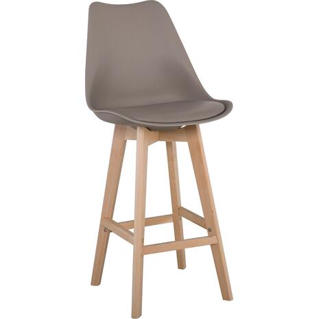 MARTIN Σκαμπό BAR Οξιά Φυσικό, Κάθισμα Η.67cm, PP-Pu Sand Beige, Μονταρισμένη Ταπετσαρία (σετ 4 τεμαχίων) (ΕΜ147,91)