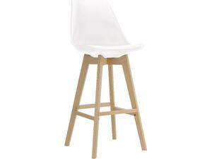 MARTIN Σκαμπό BAR Οξιά Φυσικό, Κάθισμα Η.67cm, PP-Pu Άσπρο, Μονταρισμένη Ταπετσαρία (σετ 4 τεμαχίων) (ΕΜ147,11)