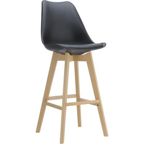 MARTIN Σκαμπό BAR Οξιά Φυσικό, Κάθισμα Η.67cm, PP-Pu Μαύρο, Μονταρισμένη Ταπετσαρία (σετ 4 τεμαχίων) (ΕΜ147,21)