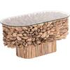 ΤΡΑΠΕΖΙ ΣΑΛΟΝΙΟΥ ΟΒΑΛ SPARROW HM9962 DRIFTWOOD--ΓΥΑΛΙ 106x55,5x50,5Υεκ.