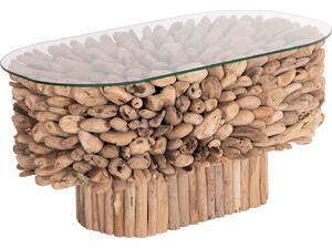 ΤΡΑΠΕΖΙ ΣΑΛΟΝΙΟΥ ΟΒΑΛ SPARROW HM9962 DRIFTWOOD--ΓΥΑΛΙ 106x55,5x50,5Υεκ.