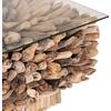 ΤΡΑΠΕΖΙ ΣΑΛΟΝΙΟΥ ΤΕΤΡΑΓΩΝΟ SPARROW HM9961 DRIFTWOOD--ΓΥΑΛΙ 75x75x51Υεκ.