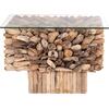ΤΡΑΠΕΖΙ ΣΑΛΟΝΙΟΥ ΤΕΤΡΑΓΩΝΟ SPARROW HM9961 DRIFTWOOD--ΓΥΑΛΙ 75x75x51Υεκ.