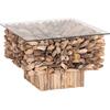 ΤΡΑΠΕΖΙ ΣΑΛΟΝΙΟΥ ΤΕΤΡΑΓΩΝΟ SPARROW HM9961 DRIFTWOOD--ΓΥΑΛΙ 75x75x51Υεκ.