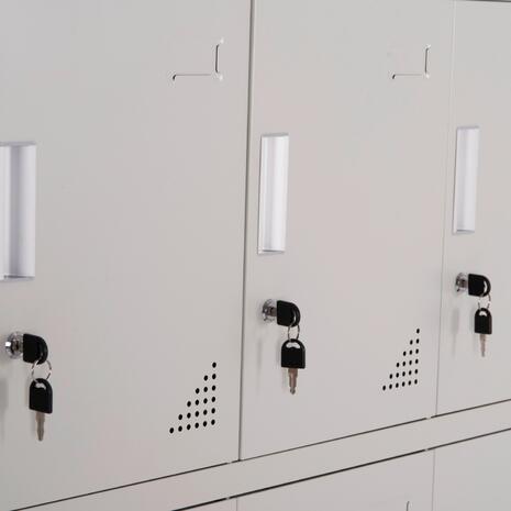 ΦΟΡΙΑΜΟΣ ΜΕΤΑΛΛΙΚΟΣ BEXLEY ΜΕ 12 ΝΤΟΥΛΑΠΑΚΙΑ ΜΕ ΚΛΕΙΔΙ HM5637.11 ΓΚΡΙ 90x45x185Υεκ