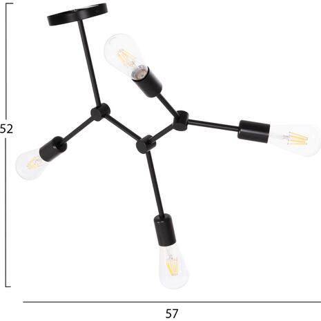 ΦΩΤΙΣΤΙΚΟ ΟΡΟΦΗΣ 4-ΦΩΤΟ LIGHTY HM7405.11 ΜΕΤΑΛΛΟ ΣΕ ΜΑΥΡΟ 57x5x52Υεκ.