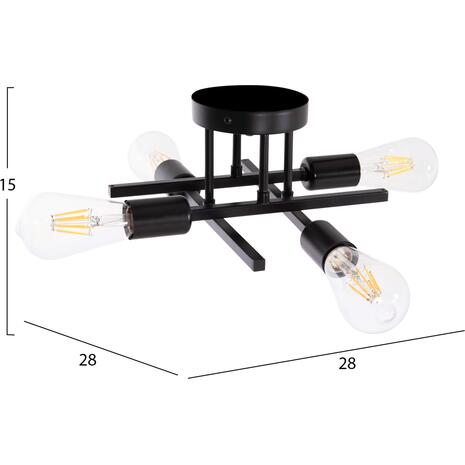 ΦΩΤΙΣΤΙΚΟ ΟΡΟΦΗΣ ΠΟΛΥΦΩΤΟ LIGHTY HM7428.11 ΜΕΤΑΛΛΟ ΣΕ ΜΑΥΡΟ 28x28x15Υεκ.