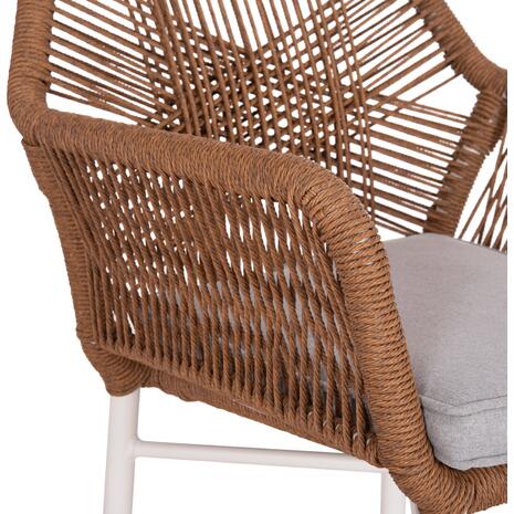ΠΟΛΥΘΡΟΝΑ TOPIN HM6048.11 ΑΛΟΥΜΙΝΙΟ ΛΕΥΚΟ-P.E. RATTAN ΜΠΕΖ 59x63x81Υεκ