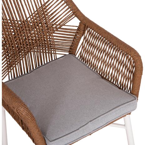 ΠΟΛΥΘΡΟΝΑ TOPIN HM6048.11 ΑΛΟΥΜΙΝΙΟ ΛΕΥΚΟ-P.E. RATTAN ΜΠΕΖ 59x63x81Υεκ