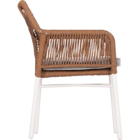 ΠΟΛΥΘΡΟΝΑ TOPIN HM6048.11 ΑΛΟΥΜΙΝΙΟ ΛΕΥΚΟ-P.E. RATTAN ΜΠΕΖ 59x63x81Υεκ