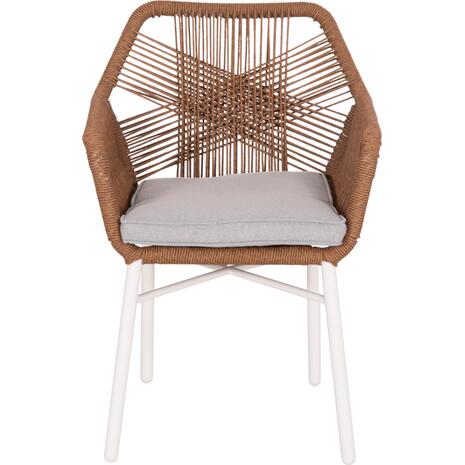 ΠΟΛΥΘΡΟΝΑ TOPIN HM6048.11 ΑΛΟΥΜΙΝΙΟ ΛΕΥΚΟ-P.E. RATTAN ΜΠΕΖ 59x63x81Υεκ