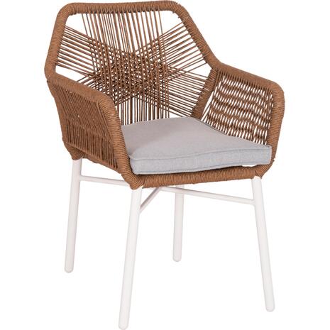 ΠΟΛΥΘΡΟΝΑ TOPIN HM6048.11 ΑΛΟΥΜΙΝΙΟ ΛΕΥΚΟ-P.E. RATTAN ΜΠΕΖ 59x63x81Υεκ