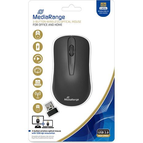 Ποντίκι ασύρματο Mediarange optical 3 button black MROS209