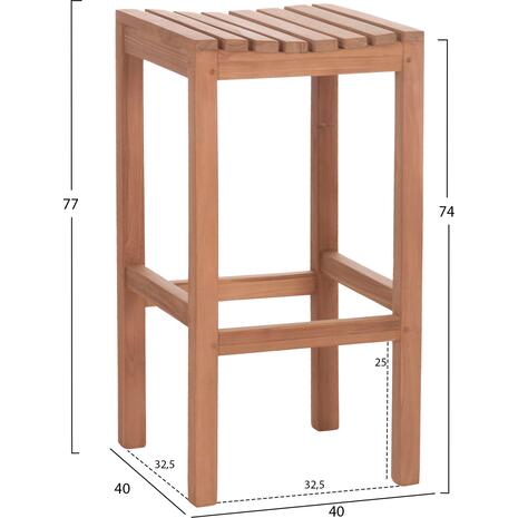 ΣΚΑΜΠΟ ΜΠΑΡ NIKOL HM18109 ΞΥΛΟ ΤΕΑΚ ΣΕ ΦΥΣΙΚΟ 40x40x77Υεκ.