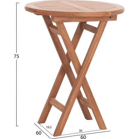 ΤΡΑΠΕΖΙ ΣΚΗΝΟΘΕΤΗ ΣΤΡΟΓΓΥΛΟ ERIS HM18119 ΞΥΛΟ TEAK--ΦΥΣΙΚΟ Φ60x75Υεκ.