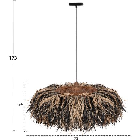ΦΩΤΙΣΤΙΚΟ ΟΡΟΦΗΣ ORDEM HM4715 ΚΑΠΕΛΟ ΙΝΕΣ SISAL & ΜΠΑΝΑΝΑΣ-ΜΑΥΡΟ & ΦΥΣΙΚΟ Φ75εκ