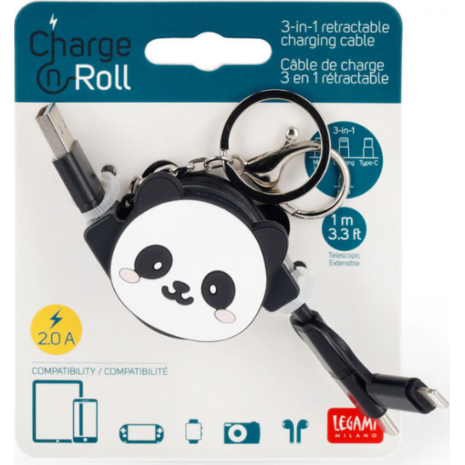 Καλώδιο φόρτισης Legami Charge N'Roll 3 σε1 Panda