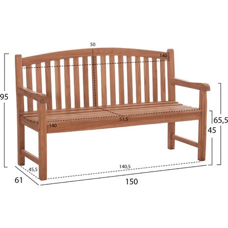 ΠΑΓΚΑΚΙ ΚΗΠΟΥ 3ΘΕΣΙΟ ELENA HM18125 ΞΥΛΟ TEAK--ΦΥΣΙΚΟ 150x61x95Υεκ.
