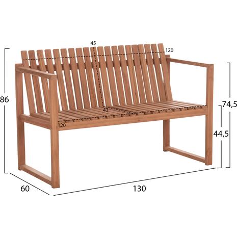 ΠΑΓΚΑΚΙ ΚΗΠΟΥ 2ΘΕΣΙΟ VED HM18124 ΞΥΛΟ TEAK--ΦΥΣΙΚΟ ΧΡΩΜΑ 130x60x86Υεκ.