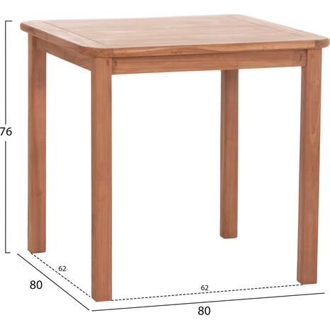 ΤΡΑΠΕΖΙ ΤΕΤΡΑΓΩΝΟ PRESSCOT HM18122 ΞΥΛΟ TEAK--ΦΥΣΙΚΟ 80x80x76Υεκ.