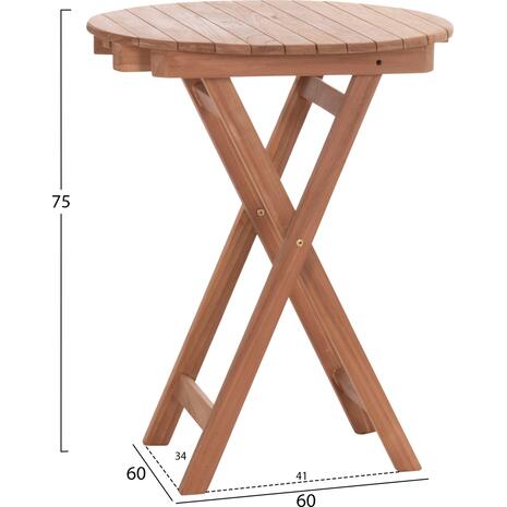 ΤΡΑΠΕΖΙ ΣΚΗΝΟΘΕΤΗ ΣΤΡΟΓΓΥΛΟ HEIDEL HM18120 ΞΥΛΟ TEAK--ΦΥΣΙΚΟ Φ60x75Υεκ.