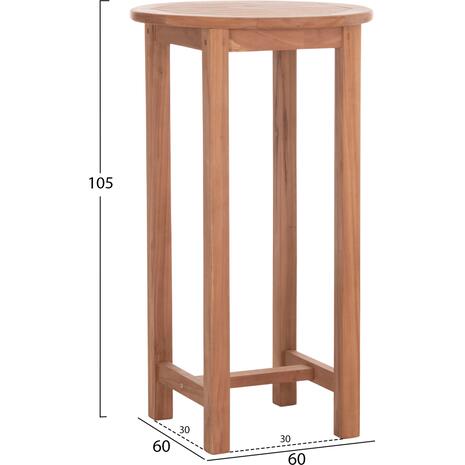 ΤΡΑΠΕΖΙ/ΣΤΑΝΤ ΜΠΑΡ ΣΤΡΟΓΓΥΛΟ PRESSCOT HM18114 ΞΥΛΟ TEAK--ΦΥΣΙΚΟ Φ60x105Υεκ.