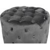 ΣΚΑΜΠΟ KASSIE  ΓΚΡΙ ΒΕΛΟΥΔΟ ΤΥΠΟΥ CHESTERFIELD HM8406.01 Φ60x43Υ εκ.