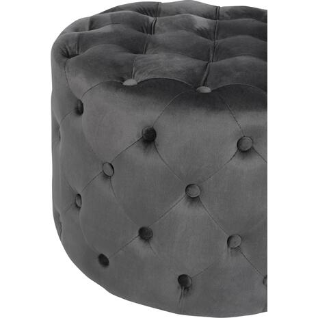 ΣΚΑΜΠΟ KASSIE  ΓΚΡΙ ΒΕΛΟΥΔΟ ΤΥΠΟΥ CHESTERFIELD HM8406.01 Φ60x43Υ εκ.