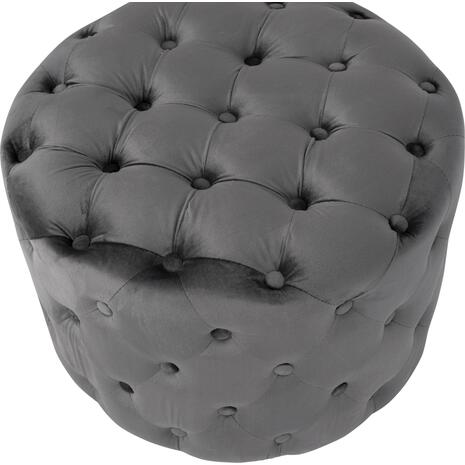 ΣΚΑΜΠΟ KASSIE  ΓΚΡΙ ΒΕΛΟΥΔΟ ΤΥΠΟΥ CHESTERFIELD HM8406.01 Φ60x43Υ εκ.