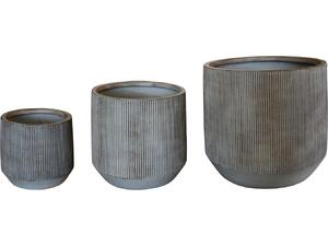 ΣΕΤ 3ΤΜΧ ΓΛΑΣΤΡΕΣ ΣΤΡΟΓΓΥΛΕΣ ΣΕΙΡΑ GARDENER HM4724 FIBERCLAY-ΧΡΩΜΑ CEMENT Φ55x55Υεκ