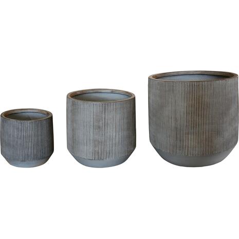 ΣΕΤ 3ΤΜΧ ΓΛΑΣΤΡΕΣ ΣΤΡΟΓΓΥΛΕΣ ΣΕΙΡΑ GARDENER HM4724 FIBERCLAY-ΧΡΩΜΑ CEMENT Φ55x55Υεκ