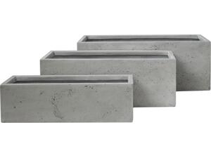 ΣΕΤ 3ΤΜΧ ΓΛΑΣΤΡΕΣ ΟΡΘΟΓΩΝΙΕΣ GARDENER HM4723 FIBERCLAY ΓΚΡΙ CEMENT 81x30x30Υεκ.