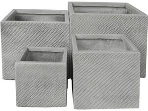 ΣΕΤ 4ΤΜΧ ΓΛΑΣΤΡΕΣ ΤΕΤΡΑΓΩΝΕΣ GARDENER HM4730 FIBERCLAY ΓΚΡΙ CEMENT 37x37x32Υεκ.